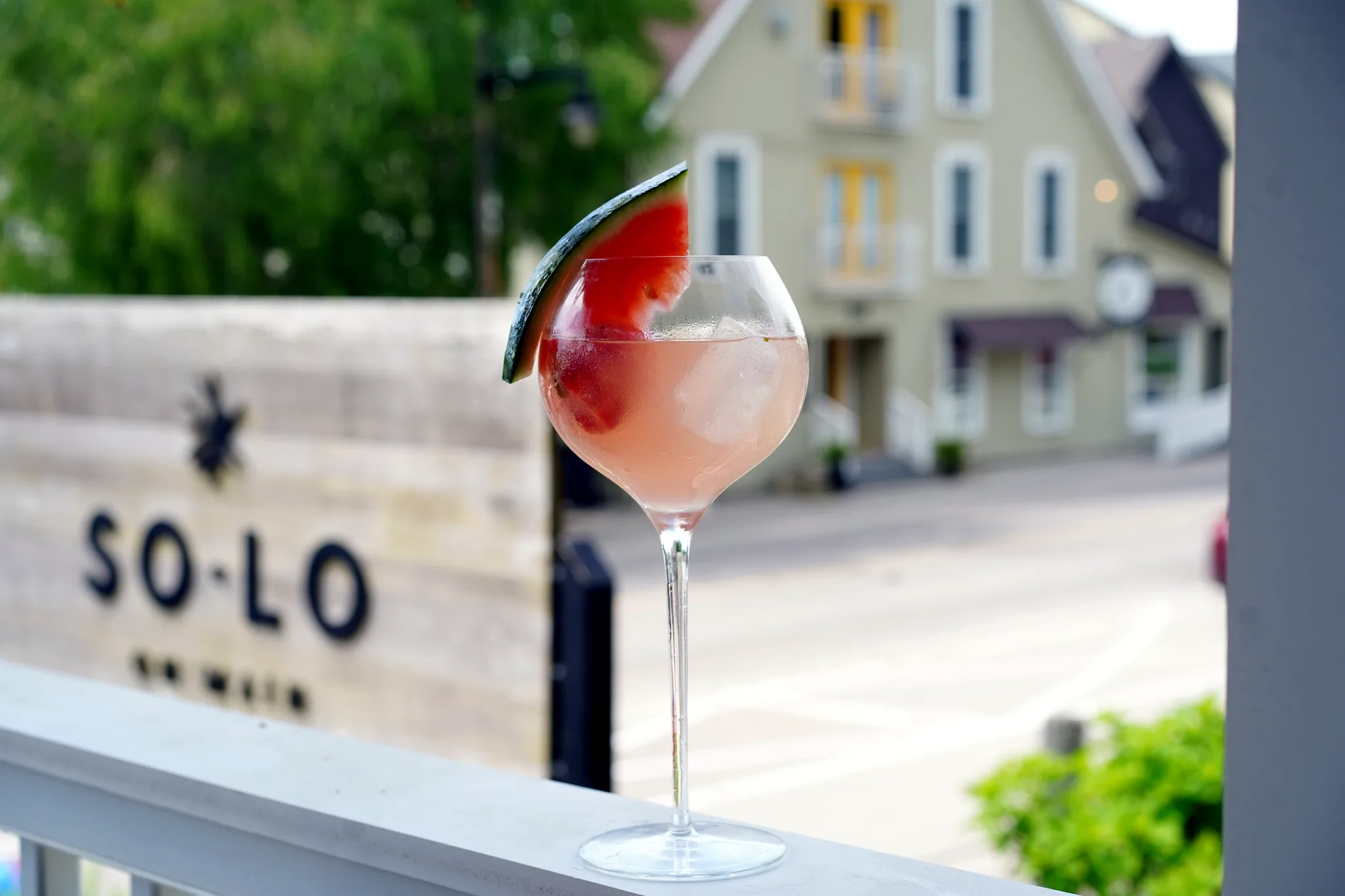 Seasonal cocktail on the SoLo on Main patio in Port Stanley